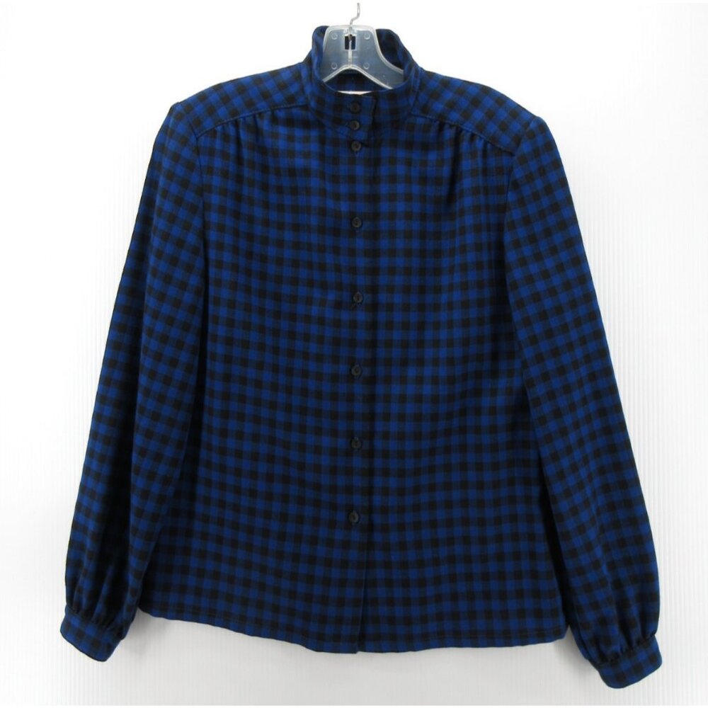 Vgt Pendleton Top Medium Wool Blouse Button Up Pl… - image 1